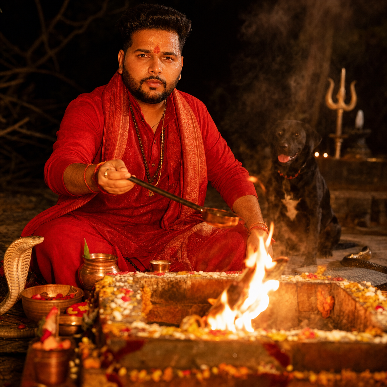 Astrologer Piyush Sharma offering traditional puja