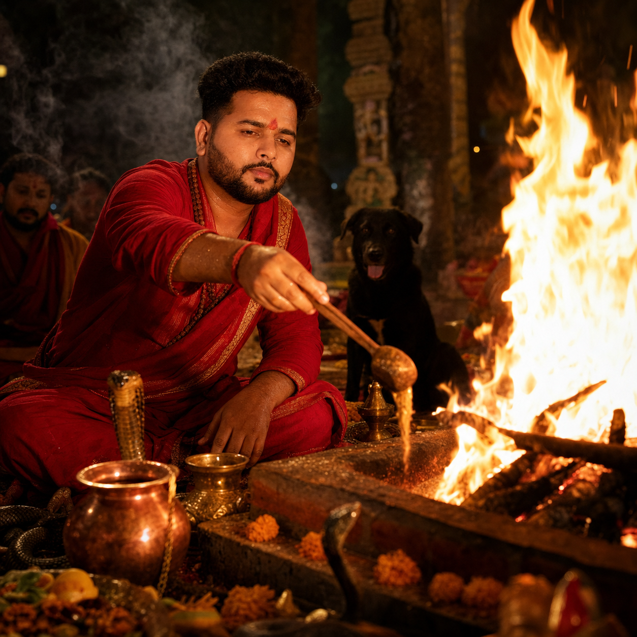 Astrologer Piyush Sharma focused on puja practice